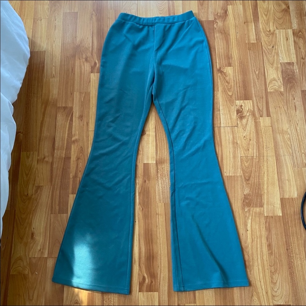 Teal Bell Bottom Pants